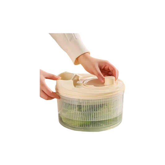 Centrifugadora de Salada Premium 3.8L | Secador de Legumes Rápido com Bico de Drenagem | Design Creamy White